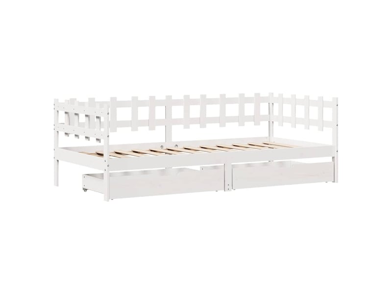  Lit simple- lit adulte -  lit de jour et tiroirs sans matelas blanc 80x200 cm bois massif  - Conforama B