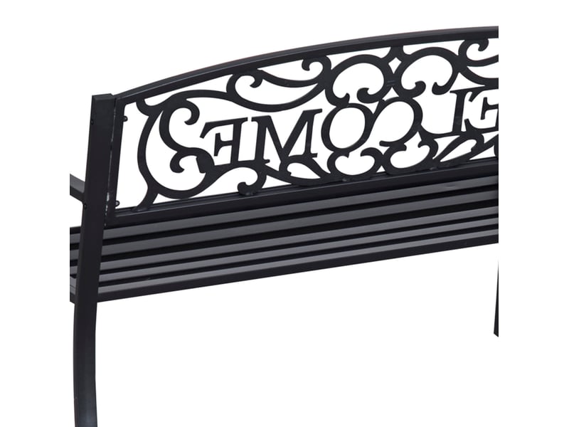  Banc de jardin 2 places 127 x 60 x 87 cm en métal avec dossier décoratif welcome, noir  - Conforama D