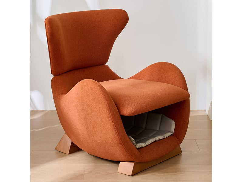  Fauteuil lounge tcqpz design avec niche intégrée  de compagnie 66 x 69 x 76 cm tissu anti-griffures rouge brique  - Conforama B