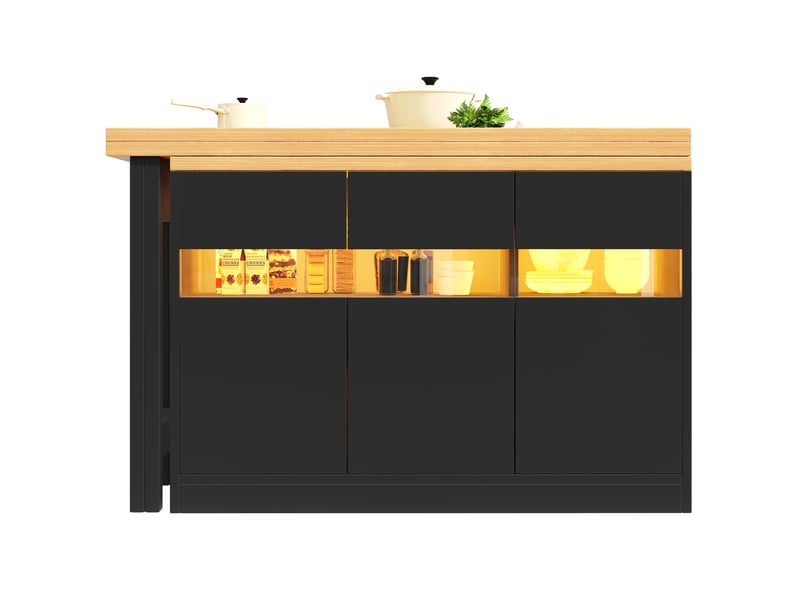  Table de bar extensible 120x40x71.5 cm led mdf noir et naturel  - Conforama A