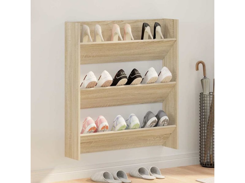  Meuble à chaussure, armoire à chaussures murale chêne sonoma bois d'ingénierie  - Conforama B