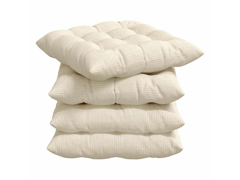  Lot de 4 coussins de siège, coussins décoratifs tissu en velours côtelé crème cf59980  - Conforama A