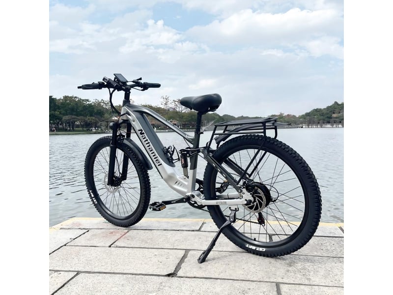 Vtt électrique tout suspendu nathaniel syr03, 27,5 longue autonomie, argenté - Conforama D