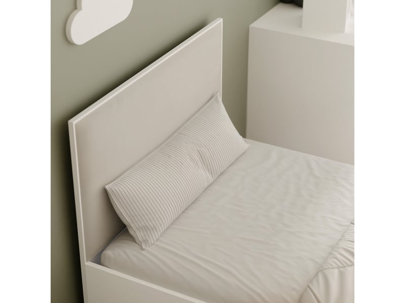  Lit coffre sashi - 90x200 cm - avec matelas - tissu velours - blanc beige clair SASHI - Conforama D