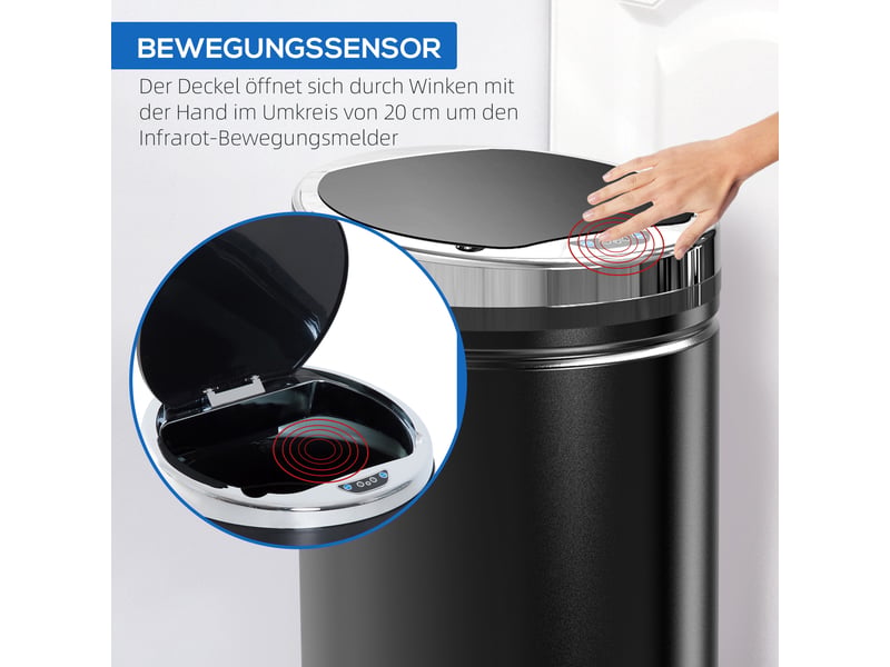  Poubelle automatique 42 l avec capteur infrarouge en métal 30,5x30,5x68 cm  - Conforama E