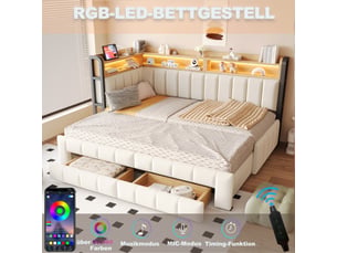 Lit banquette 90x200 cm <strong>ZOVIRA</strong>  <strong></strong> coloris beige