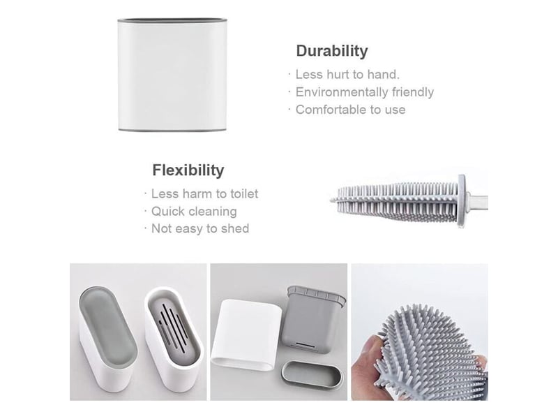  Balayette wc silicone anti-goutte : support aéré, séchage rapide &amp; zéro odeur. Fixation murale ou sol, blanc.  - Conforama C
