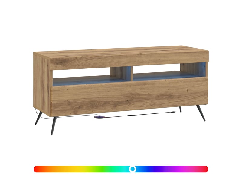  Meuble tv led chêne artisanal bois d'ingénierie  - Conforama C