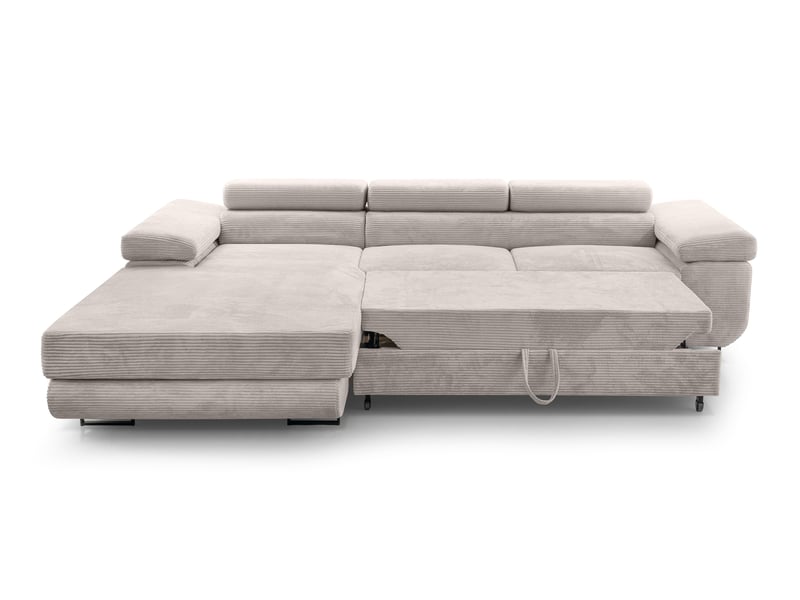  Canapé d’angle en velours côtelé arborio 280 cm blanc doux g Arborio - Conforama C