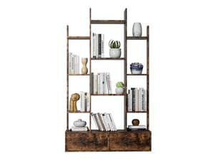 Bibliotheque coloris  marron 12 étagère(s) <strong>MIVRAY </strong> <strong></strong> - 86 cm x 140.5 cm