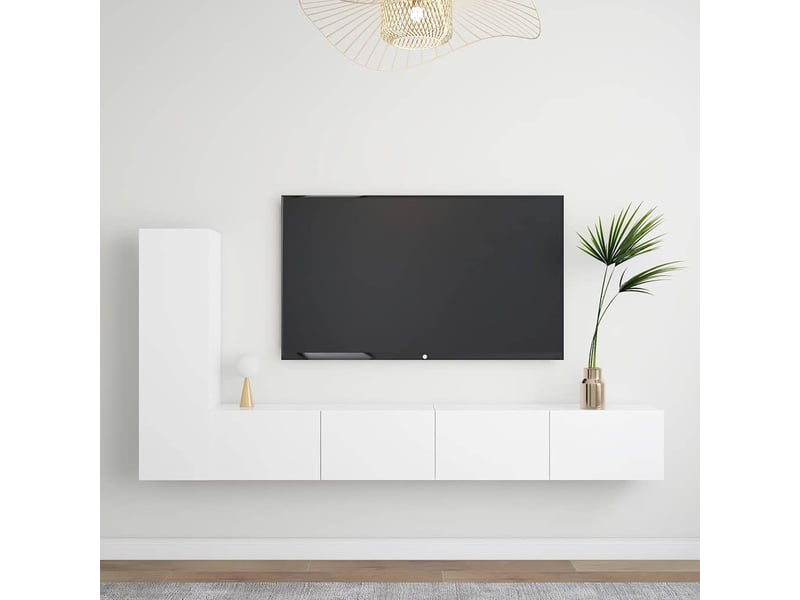  Ensemble de meubles tv - banc tv - meuble de rangement 3 pcs blanc bois d'ingénierie  - Conforama B