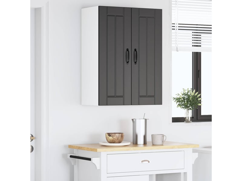 Meuble mural de cuisine | armoire de cuisine 2 pcs noir bois d'ingénierie shl1382 - Conforama D