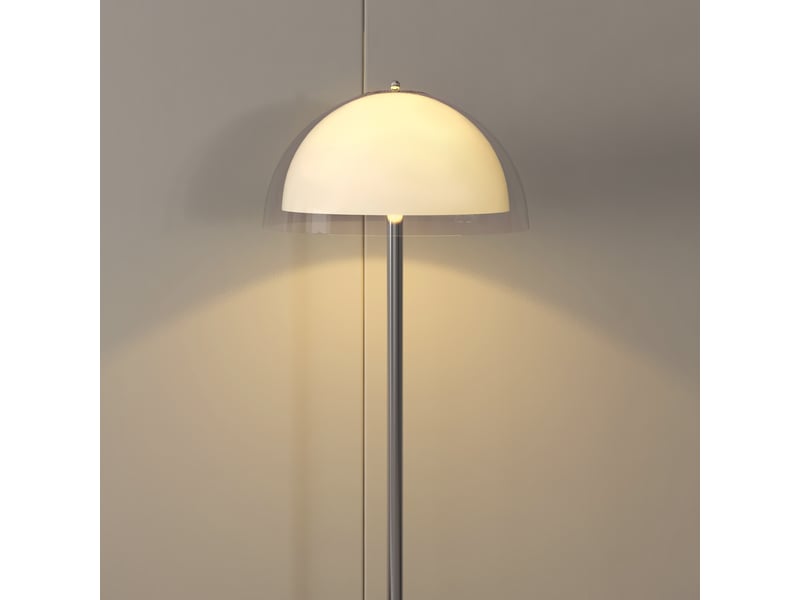 Lampadaire moderne blanc avec abat-jour acrylique double couche, douille e27, diamètre 35 cm, hauteur 150 cm pour salon - Conforama B