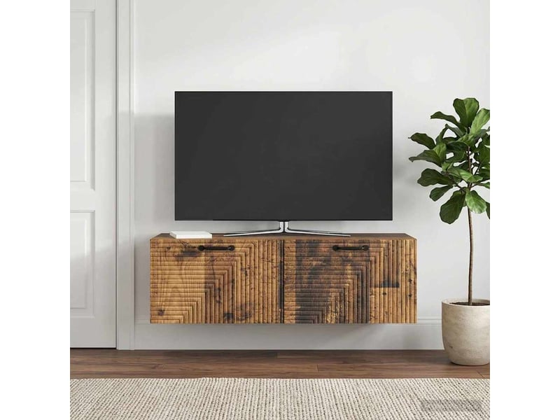  Meuble tv - banc tv - meuble de rangement mural bois ancien 98 x 31 x 30 cm bois d'ingénierie  - Conforama B
