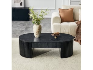 Table basse ovale coloris noir <strong>HAUSS SPOLE</strong> <strong></strong> - 54 cmx54 cm