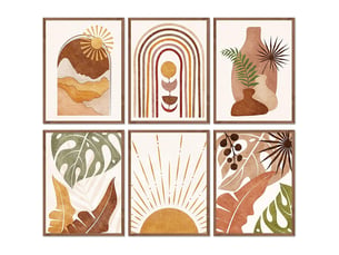 Lot de 6 impressions d'art mural – toiles décoratives – affiches abstraites – 40 x 50 cm (impressions seules sans cadre) – style bohème