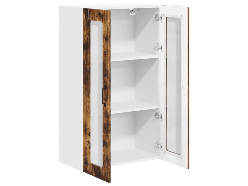  Meuble mural de cuisine, cabinet en verre mural chêne fumé 60x31x100cm shl8610  - Conforama E
