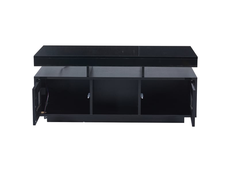  Table basse noire brillante avec led rgb - prises usb rangement 100x50x43cm  - Conforama R