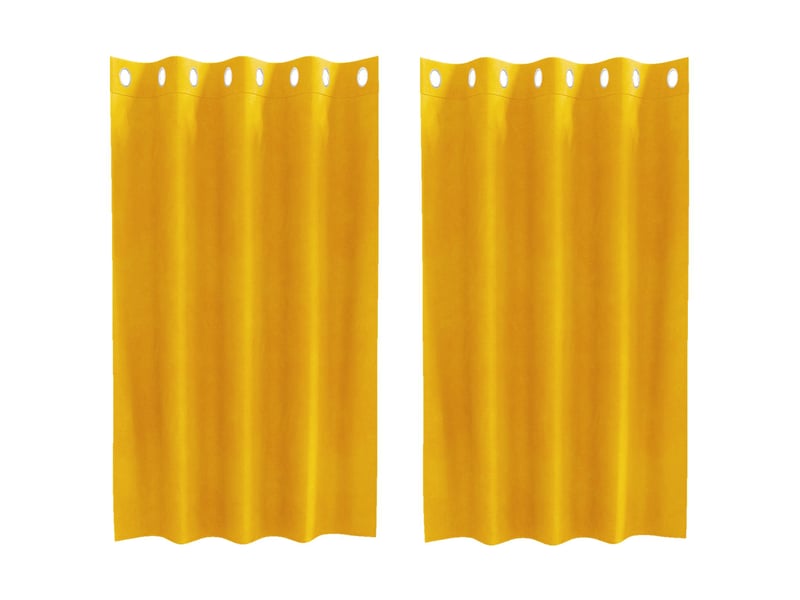  Lot de 2 rideaux, rideaux de fenêtre jaune moutarde 140 x 140 cm velours cf44074  - Conforama A