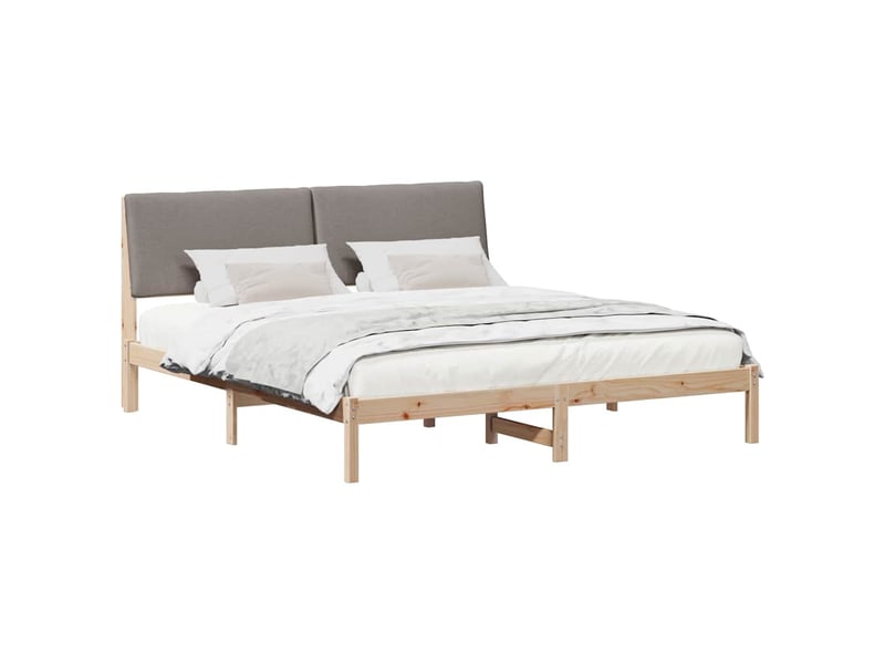  Lit double- lit adulte -  cadre de lit marron et taupe 200 x 200 cm bois massif en pin  - Conforama B