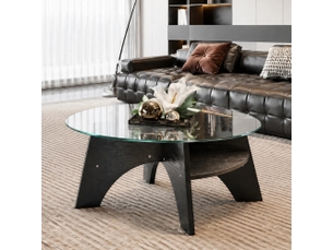 Table basse rond(e) coloris bicolore LPOSPI - 80 cmx80 cm