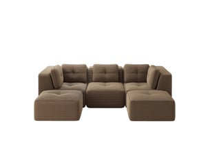 Canapé panoramique modulable 3 places velours côtelé marron – 297 x 177 x 69 cm