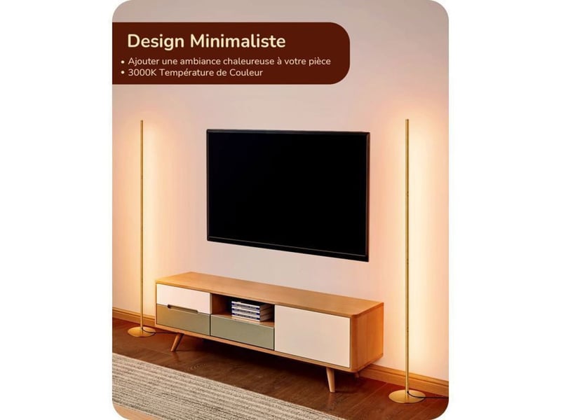  Lampe sur pied led 2 pack doré 146 cm 3000k dimmable avec mémoire 370618_AAAYE92633_6_DROPFR - Conforama C