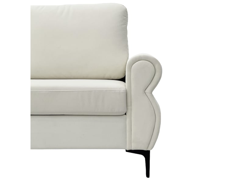  Canapé droit 2 places en tissu blanc crème à ressorts ensachés, assise ergonomique et housses amovibles  - Conforama D