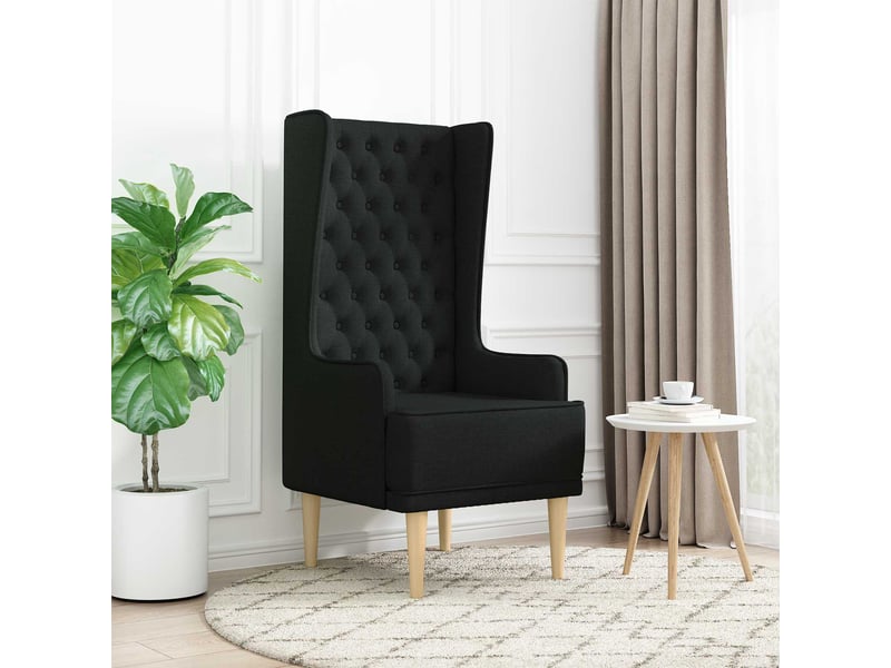 Vidaxl chaise à dossier haut avec boutons capitonnés noir tissu - Conforama B