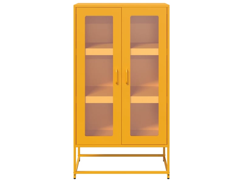 Buffet haut - bahut - meuble de rangement jaune moutarde 68x39x123 cm acier - Conforama E