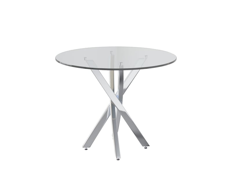  Table à manger 80 cm, plateau verre trempé table salle à manger, pieds métal robuste, design moderne épuré  - Conforama A