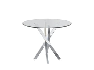 Table à manger 80 cm, plateau verre trempé table salle à manger, pieds métal robuste, design moderne épuré