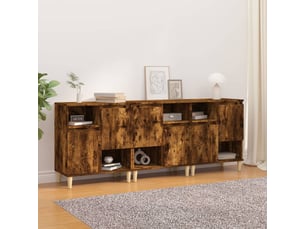 Buffets 3 pcs - bahut - meuble de rangement chêne fumé 60x35x70 cm bois d'ingénierie