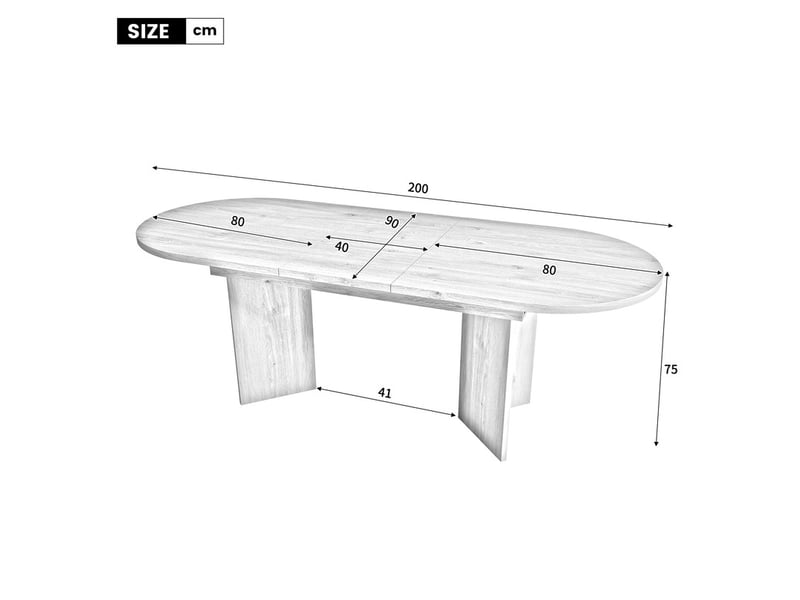 Ensemble table et chaises gain de place, table extensible 160/200x90cm chêne + 6 chaises pliantes bois massif lin beige - Conforama C