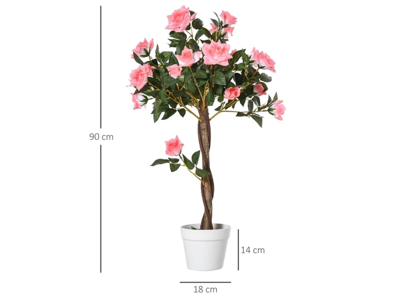  Plante artificielle de roses en pot 18x18x90 cm rose  - Conforama E