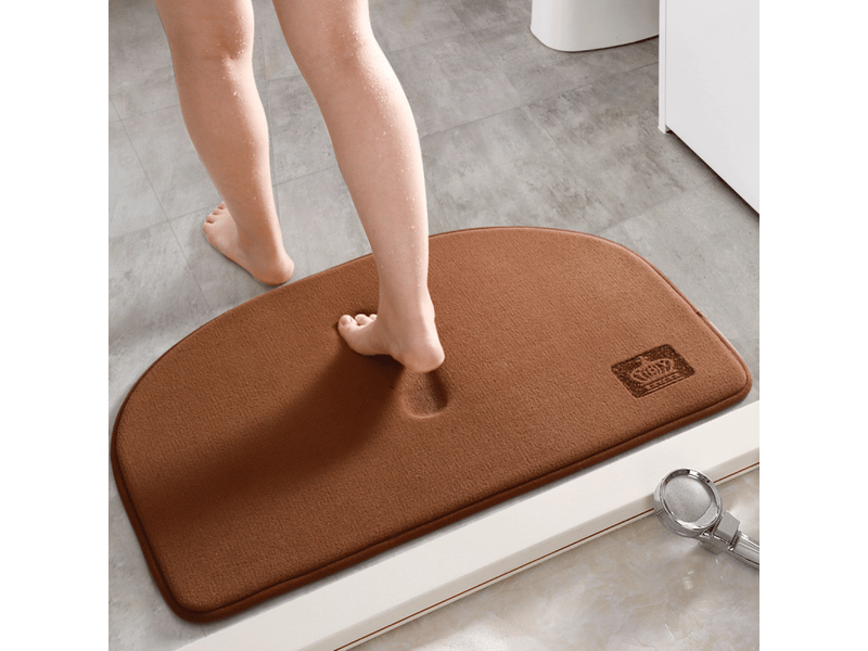  Tapis bain marron 40x60 cm, semi-circulaire, antidérapant, doux, pour chambre et salle de bain  - Conforama A
