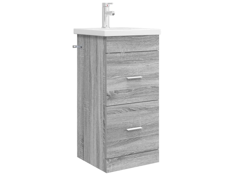  Meuble salle de bain avec évier, meuble de rangement sonoma gris shl8125  - Conforama A