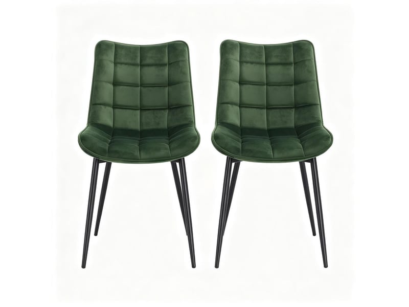  Lot de 2 chaises de salle à manger en velours vert foncé, pieds en métal T5828P575819 - Conforama A