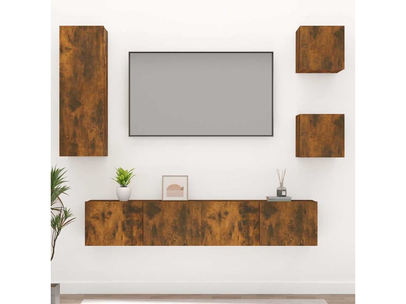  Ensemble de meubles tv 5 pcs chêne fumé bois d'ingénierie shl33753  - Conforama B