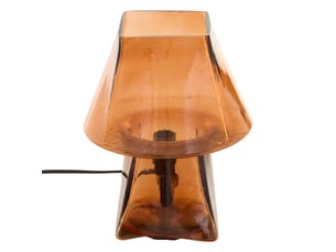 Lampe champignon elita h.26cm en verre ambre