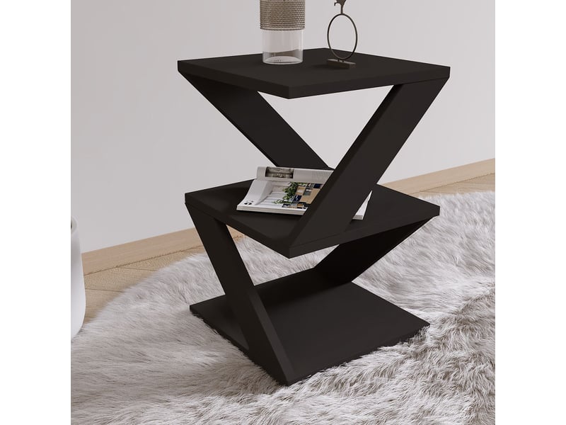  Table basse salon avec étagères rangement gain de place albeni - noir  - Conforama C