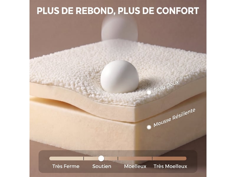  Chaise bureau ergonomique, fauteuil de bureau en tissu bouclette avec hauteur réglable, crème, fonction bascule  - Conforama A