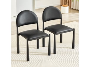 Lot de 2 chaises modernes pour salle à manger, rembourrées, dossier arrondi, cuir pu et pieds métal - 80 cm