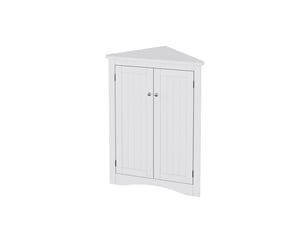 Meuble d'angle 2 portes en mdf 3 niveaux blanc 61.5 x 34.5 x 90 cm