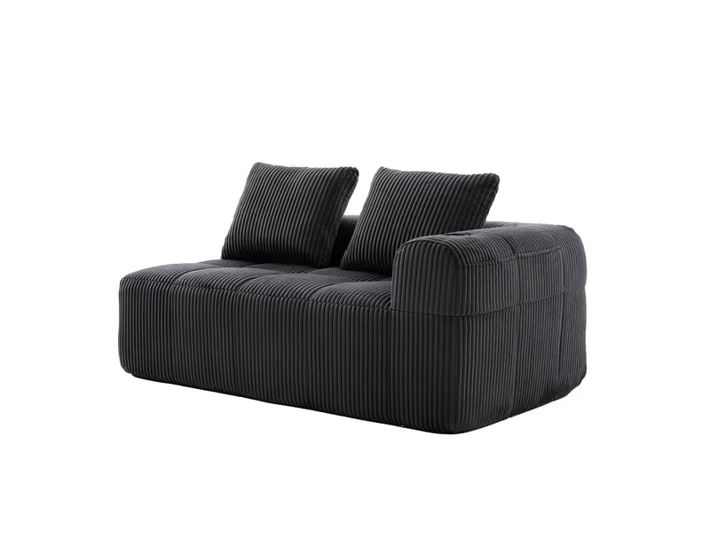  Canapé droit 2 places en velours côtelé gris foncé 158x93x61 cm avec poches latérales et porte-gobelets 158x93x61cm - Conforama A
