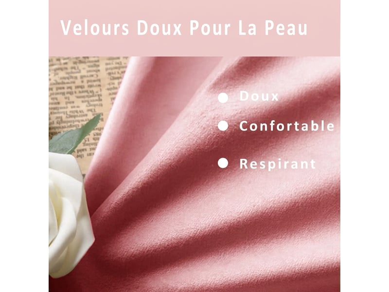  Lit enfant 90x200 forme nuage - velours rose avec barrière de sécurité - sommier inclus  - Conforama D