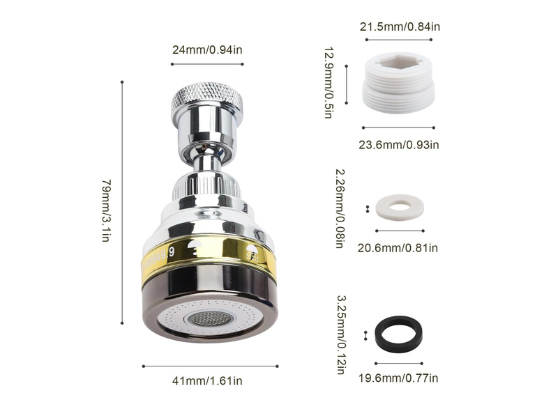  Économiseur d'eau pour robinet - brise-jet 3 modes avec extension et buse - anti-éclaboussures - économie d'eau pour cuisine et salle de bain  - Conforama E