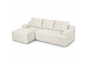Canapé d’angle l (à gauche) modulable 4 places 238 x 152 x 66 cm, assise profonde, convertible et sans montage, velours côtelé, beige