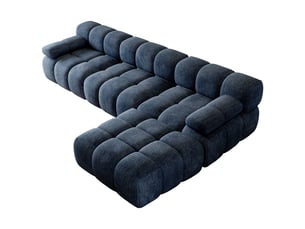 Canapé d'angle en l 300 cm, sans montage, mousse compressée, pour salon, chambre et appartement, bleu