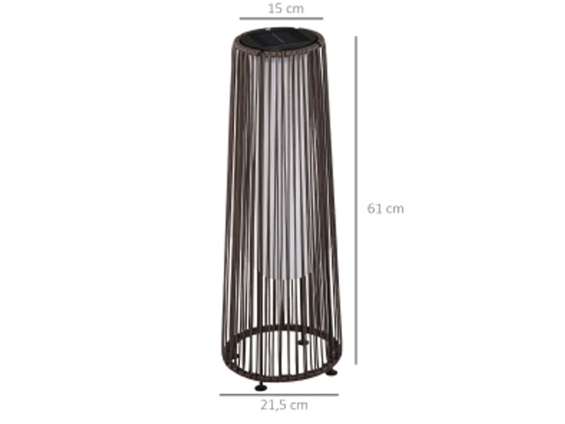  Borne solaire d'extérieur 21,5 x 21,5 x 61 cm brun en rotin, led à allumage automatique  - Conforama C